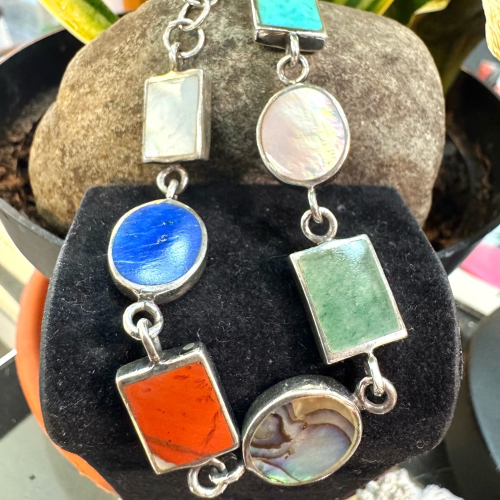 Sterling Reversible Gemstone Bracelet